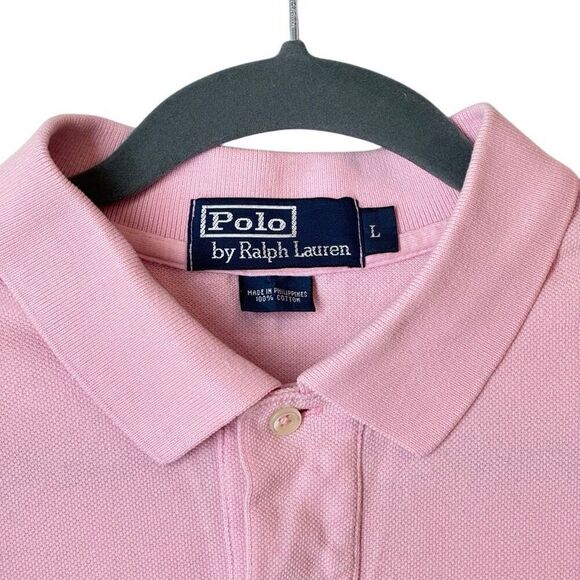 Bundle 2 Polo Ralph Lauren Polo Shirts Pique Cotton Light Pink & Purple L - Picture 6 of 11
